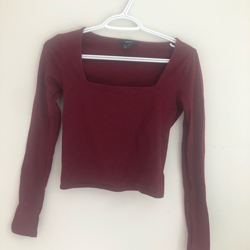 cute burgundy square neck top